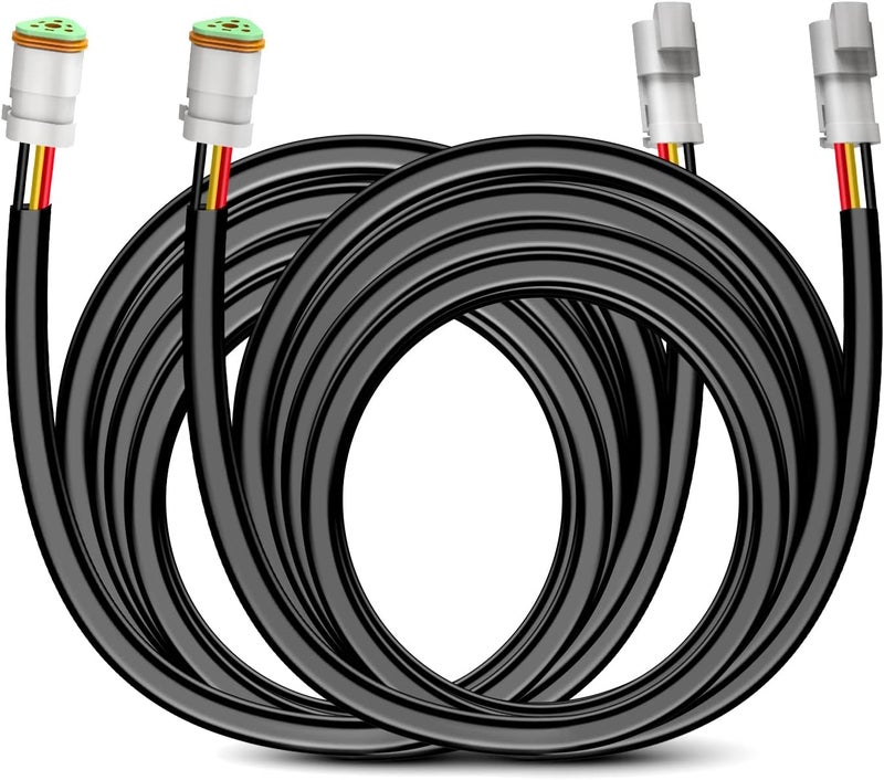 Nilight 2PCS 16 AWG 10 Feet 3 Pin DT Connector Wiring Harness Extension Kit Plug and Play for Dual Light Mode Off Road LED Pod Light Bar DRL Driving Auxiliary Reverse Boat Light, 2 Year Warranty - Image 1