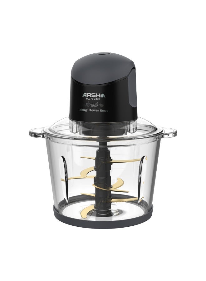 Arshia Electric Meat Grinder 3L – 800W Power – Stainless Steel Bowl – Black - Image 2