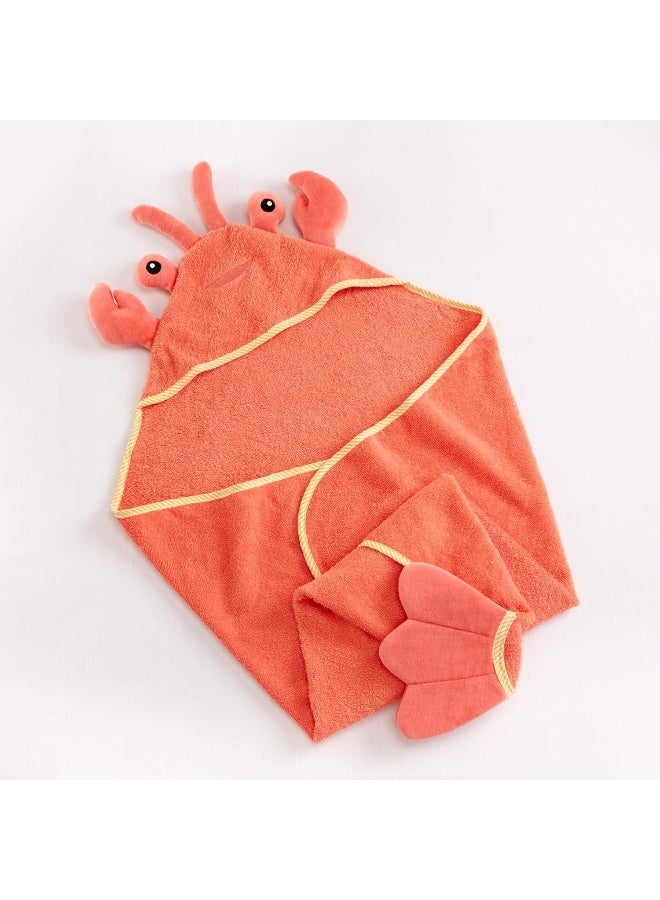 Baby Aspen Baby Boys Lobster Laughs (Updated Gift Packaging) Hooded Towel, Orange, 1 Count US - Image 3
