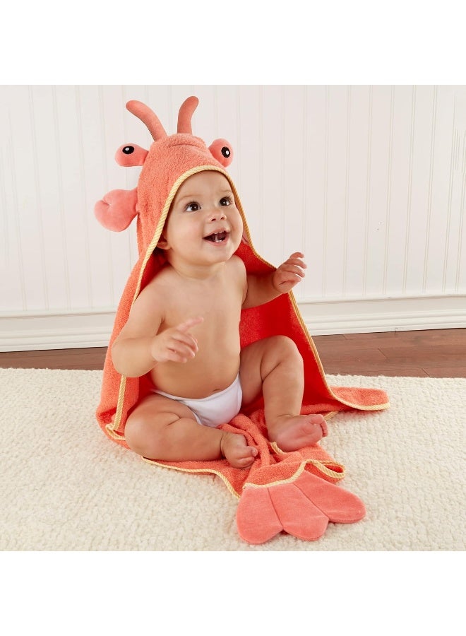 Baby Aspen Baby Boys Lobster Laughs (Updated Gift Packaging) Hooded Towel, Orange, 1 Count US - Image 1