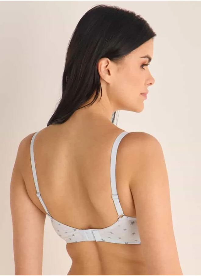 FAV Printed Support Bra with Hook and Eye Closure
