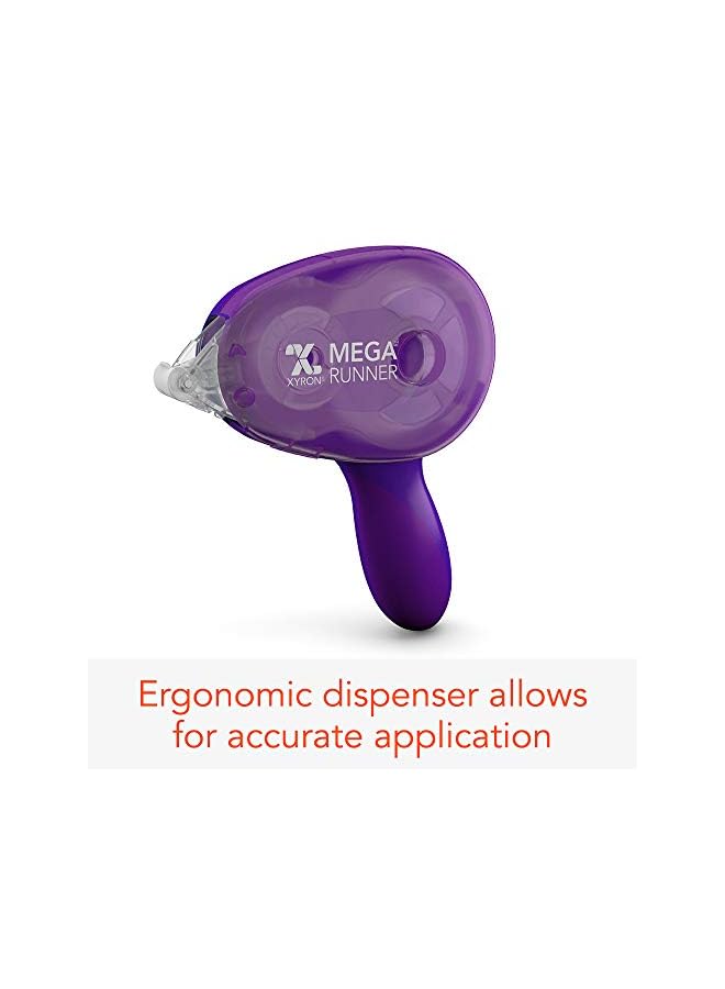 Xyron Mega Runner, Permanent Adhesive Tape Dispenser, Refillable, 1/2" x 100', Perfect for Scrapbooking & DIY Craft Supplies, Home School Projects Office (0701-05-00),Multicolor - Image 2