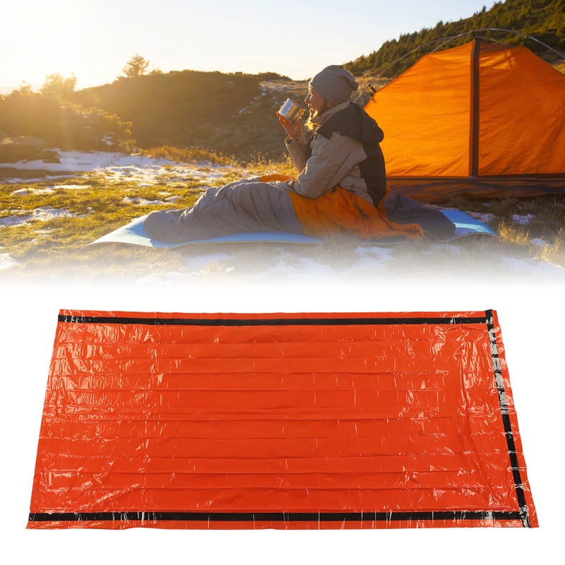 Emergency Survival Sleeping Bag Thermal Insulation PE Aluminum Film Survival Bivouac Bag with Storage Bag for Outdoor Orange 210x100cm - Image 3
