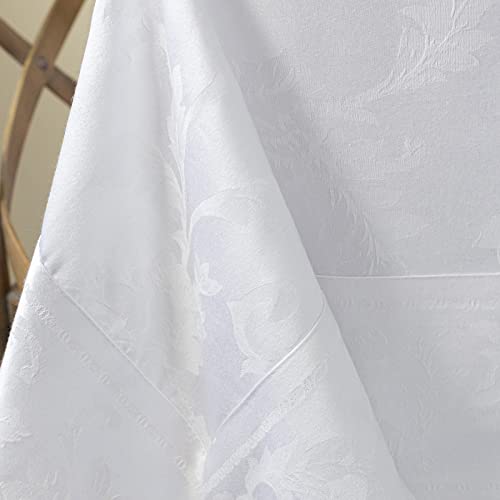 Benson Mills Harmony Scroll Woven Damask Fabric Tablecloth, Everyday, Parties, Special Occasions, Weddings and Holiday Table Cloth (60" X 84" Rectangular, White) - Image 4