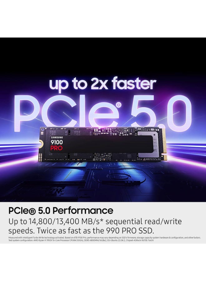 Samsung 9100 PRO NVMe M.2 SSD, 4TB, PCIe 5.0, 14800MB/s Read, 13400MB/s Write, Internal SSD for Gaming, Video Editing and AI, Black, MZ-VAP4T0BW - Image 5