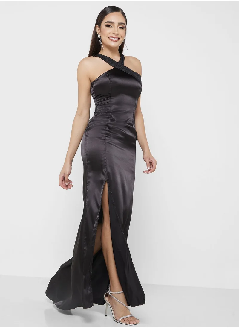 Ella Limited Edition Satin Halter Gown Dress