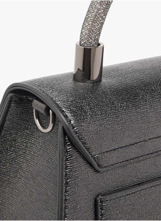 Le Confort Women Textured Satchel Bag with Detachable Strap and Flap Closure  - Image 5