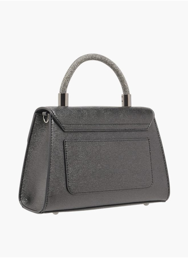 Le Confort Women Textured Satchel Bag with Detachable Strap and Flap Closure  - Image 3