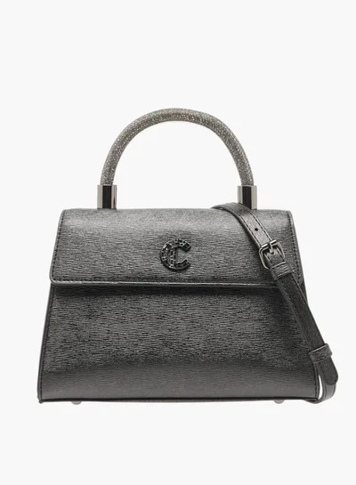 Le Confort Women Textured Satchel Bag with Detachable Strap and Flap Closure