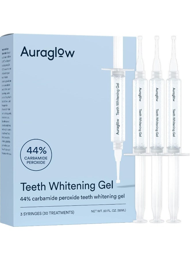 Auraglow Teeth Whitening Gel Syringe Refill Pack, 44% Carbamide Peroxide - Image 1