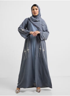 hayas closet Embellished V-Neck Flared Sleeve Abaya  - Image 1