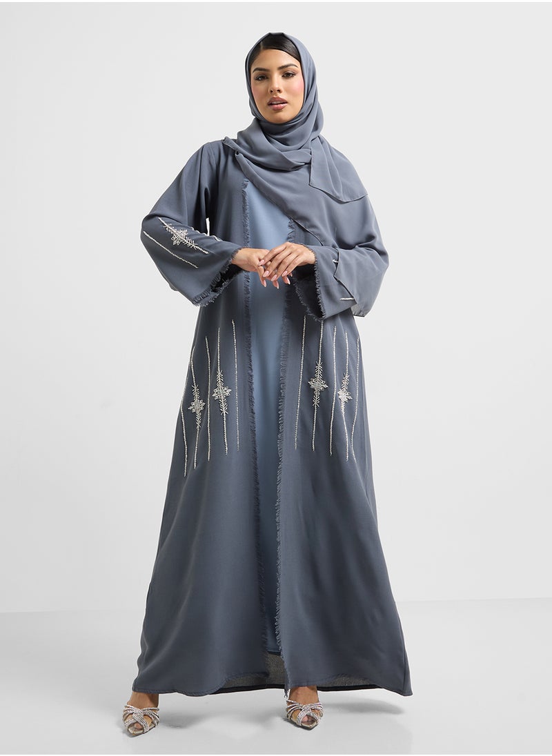 hayas closet Embellished V-Neck Flared Sleeve Abaya  - Image 1