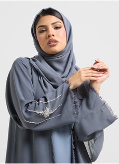 hayas closet Embellished V-Neck Flared Sleeve Abaya  - Image 4