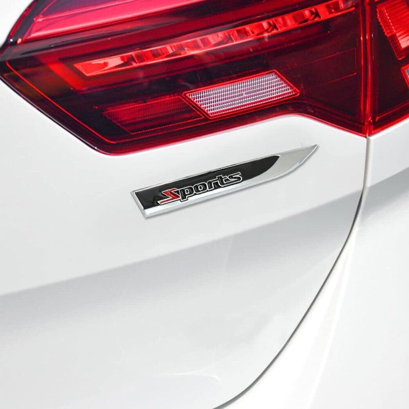 AutoBizarre 3D Raised Set of 2 Side Fender Blade Knife Shape Metal Monogram Emblem Badge Decal Sticker for All Cars & Bikes (Red Black Sport) - Image 4