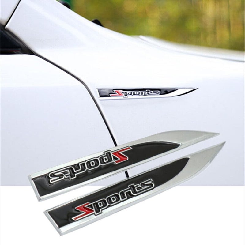 AutoBizarre 3D Raised Set of 2 Side Fender Blade Knife Shape Metal Monogram Emblem Badge Decal Sticker for All Cars & Bikes (Red Black Sport) - Image 2