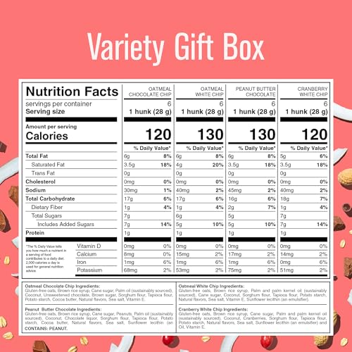 Heavenly Hunks Variety Gift Box - Oatmeal Chocolate Chip, Peanut Butter Chocolate, Cranberry White Chip & Oatmeal White Chip Cookies 4-Pack - Image 4