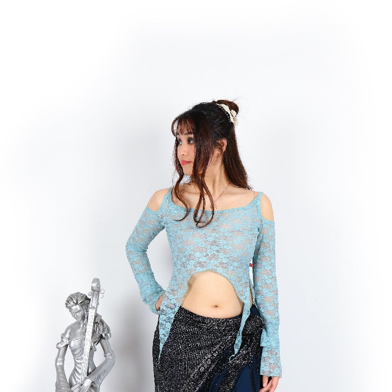 Fusion Tribal Belly Dance Top 2020 New South Korea Lace Double Side Dovetail Small Top - Image 3