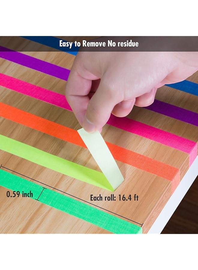 erorex Glow In The Dark Tape 6 Pack Colored Luminous Masking Tape Party Supplies Light Up Party Favors Uv Blacklight Reactive Kids Craft Set Fluorescent Cloth Tape Assorted 0.59Inch X 16.4Ft - Image 5