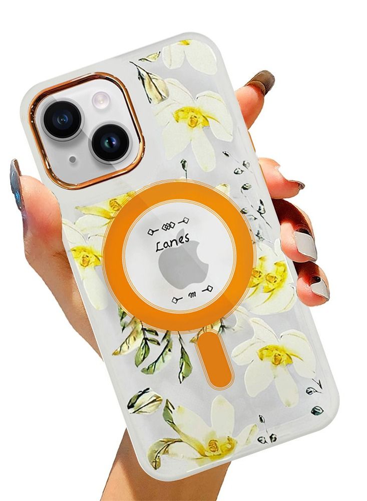 JOWAY Case for Apple iPhone 13 Romantique Floral Design Fashion Flower Compatible with MagSafe & Wireless Charging Cover YELLOW - Image 2
