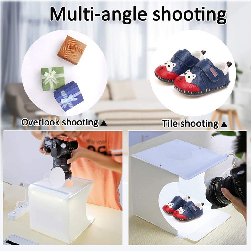 DUCLUS صندوق إضاءة الصور المصغر DUCLUS، مجموعة خيمة تصوير قابلة للطي مع 40 قطعة من إضاءة LED + 6 أنواع من الخلفيات الملونة للمنتجات الصغيرة - Image 3