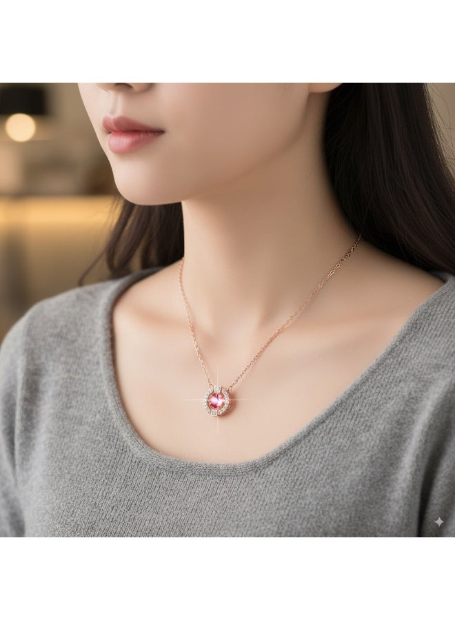 Beating Heart Star Shaped Zircon Necklace, O-Chain Pendant, Versatile Ladies Jewelry, Romantic Gift for Women, Elegant Birthday, Anniversary and Party Accessory - Image 2