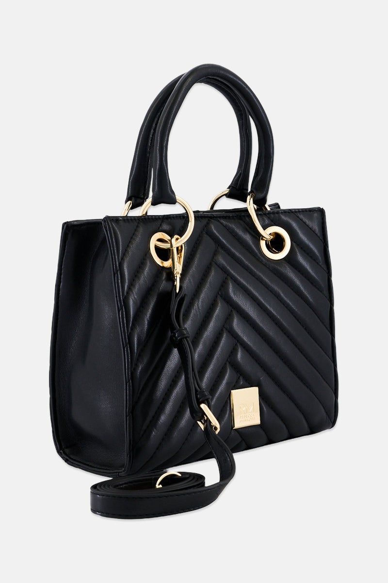 Rebecca Minkoff Women Brand Logo Satchel Bag, Black - Image 2