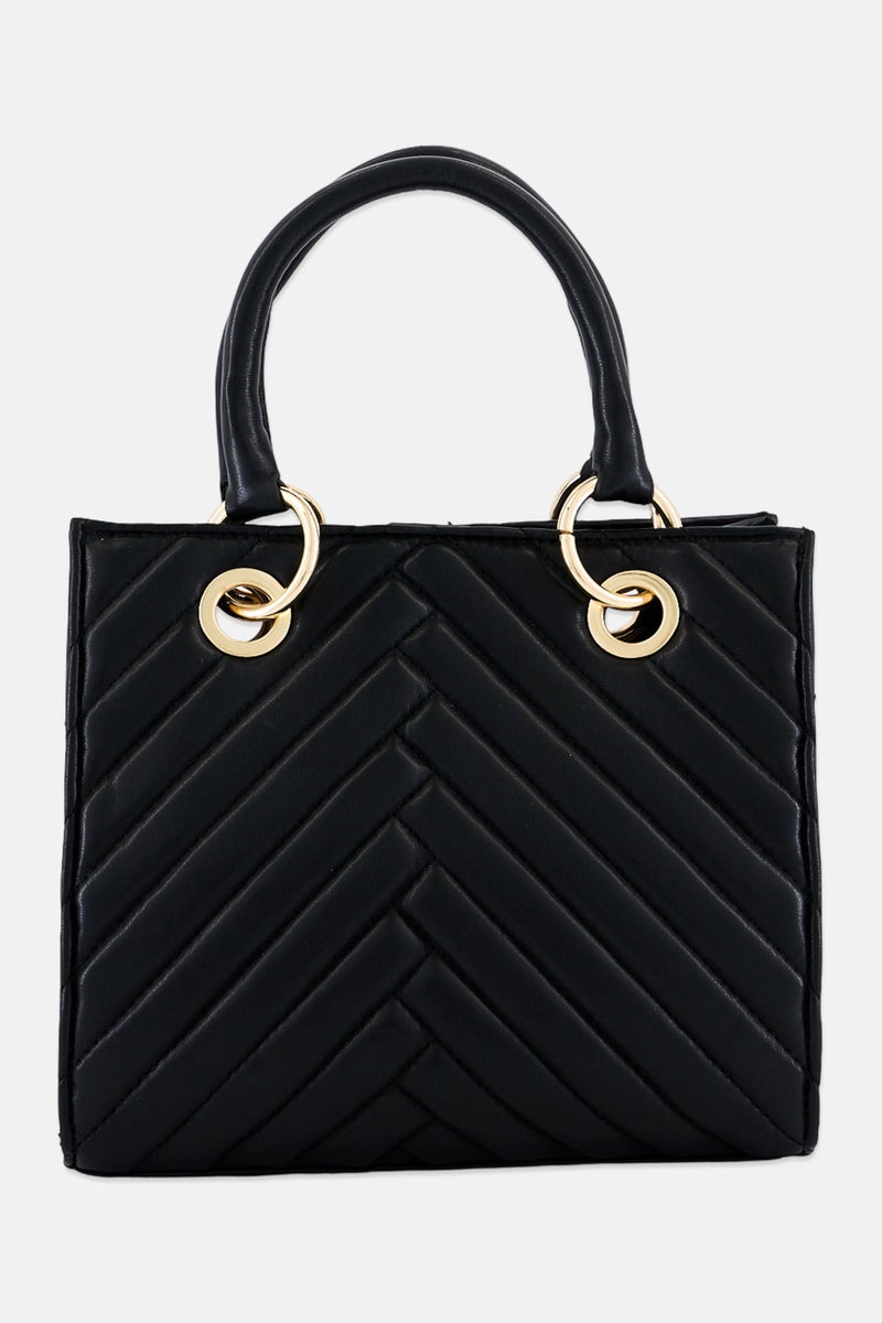 Rebecca Minkoff Women Brand Logo Satchel Bag, Black - Image 3