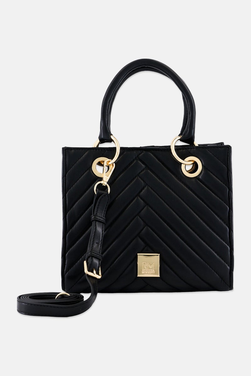 Rebecca Minkoff Women Brand Logo Satchel Bag, Black - Image 1