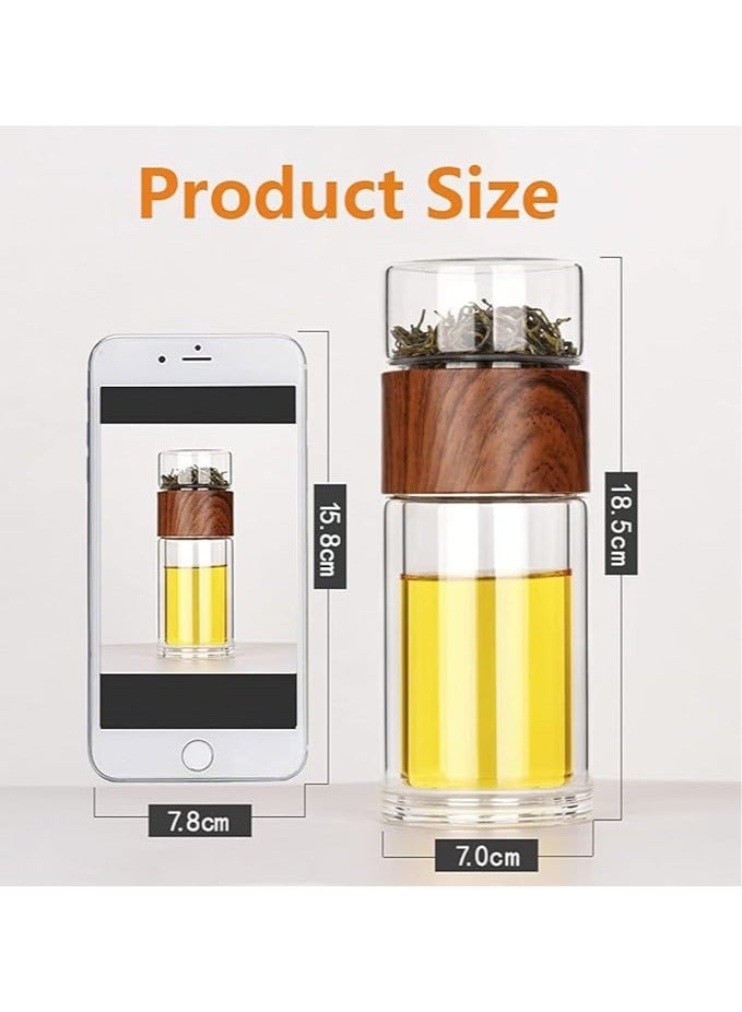 Arabest Double Wall Glass Tea Infuser, Travel Mug with Strainer Tea Tumbler Bottle Leakproof for Loose Leaf Flower Herbal Tea Bags 12oz/360ml  - Image 3