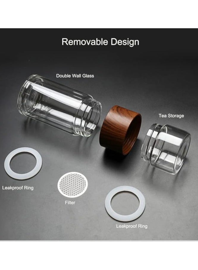 Arabest Double Wall Glass Tea Infuser, Travel Mug with Strainer Tea Tumbler Bottle Leakproof for Loose Leaf Flower Herbal Tea Bags 12oz/360ml  - Image 5