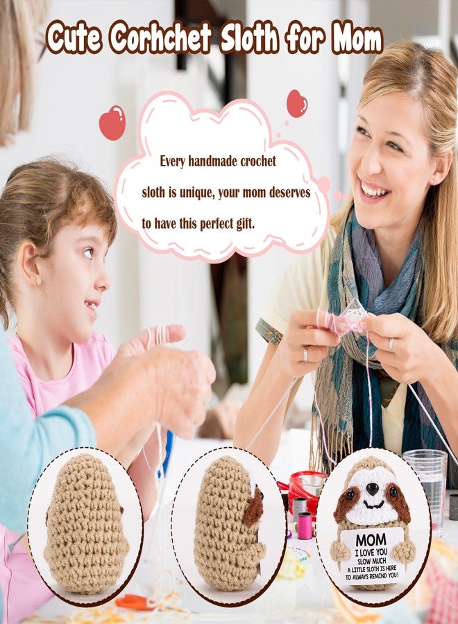 MBL Gifts for Mom Mothers Day - Mom I Love You Sloth Much, Handmade Crochet Funny Cute Small Sloth Unique Presents for Mama Bonus Step Mother Mother's Day Birthday Stocking Stuffers from Daughter - Image 2