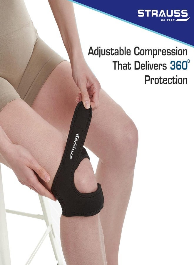 STRAUSS Adjustable Knee Support Patella (Dual Strap)| Compression Knee Brace for Men and Women | Breathable Material |Knee Straps for Gym, Fitness, Basketball, Injury Recovery, Running, Sports,(Black) - Image 5