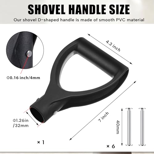 Yaocom Shovel Handle Replacement D Grip Shovel Handle with 6 Post Screw 1-1/4" /32mm Inner Diameter Spade PVC D Grip for Garden Digging Raking Tools - Image 5