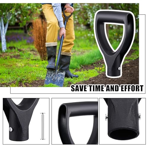 Yaocom Shovel Handle Replacement D Grip Shovel Handle with 6 Post Screw 1-1/4" /32mm Inner Diameter Spade PVC D Grip for Garden Digging Raking Tools - Image 4