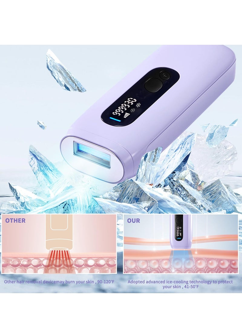 Excefore IPL Hair Removal Device Double Ice Cooling System, Laser Hair Removal Device 999,999 Shocks Red Light, 5 Energy Levels, Unlimited Flashes, Painless Hair Removal Machine for Women Men Bikini Face  - Image 2