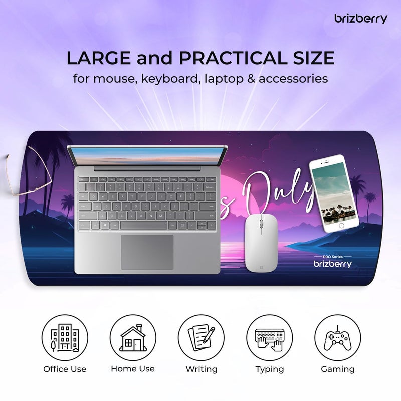 ARTBRIZ ® Brizberry Extended Mouse Pad, Desk Mat, 740mm x 310mm x 3mm Large Printed Premium Anti Skid Rubber Base for Desktop Laptop Keyboard (DM Design 10) - Image 4