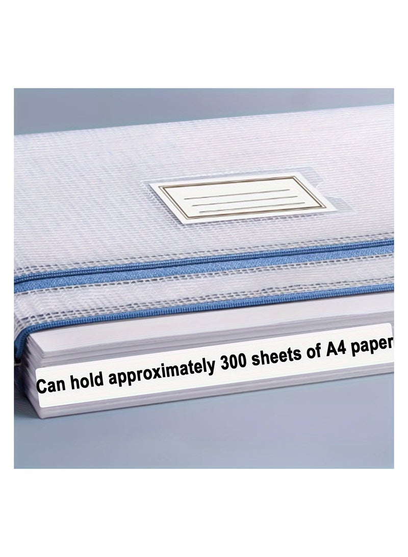 Generic 5Pack Double-layer Mesh Zipper Storage Bag Transparent PVC A4 File Folder Bag Waterproof Portable Document Bag School Office - Image 3
