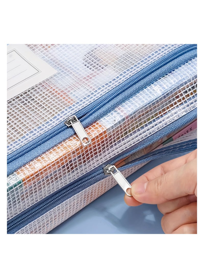 Generic 5Pack Double-layer Mesh Zipper Storage Bag Transparent PVC A4 File Folder Bag Waterproof Portable Document Bag School Office - Image 4