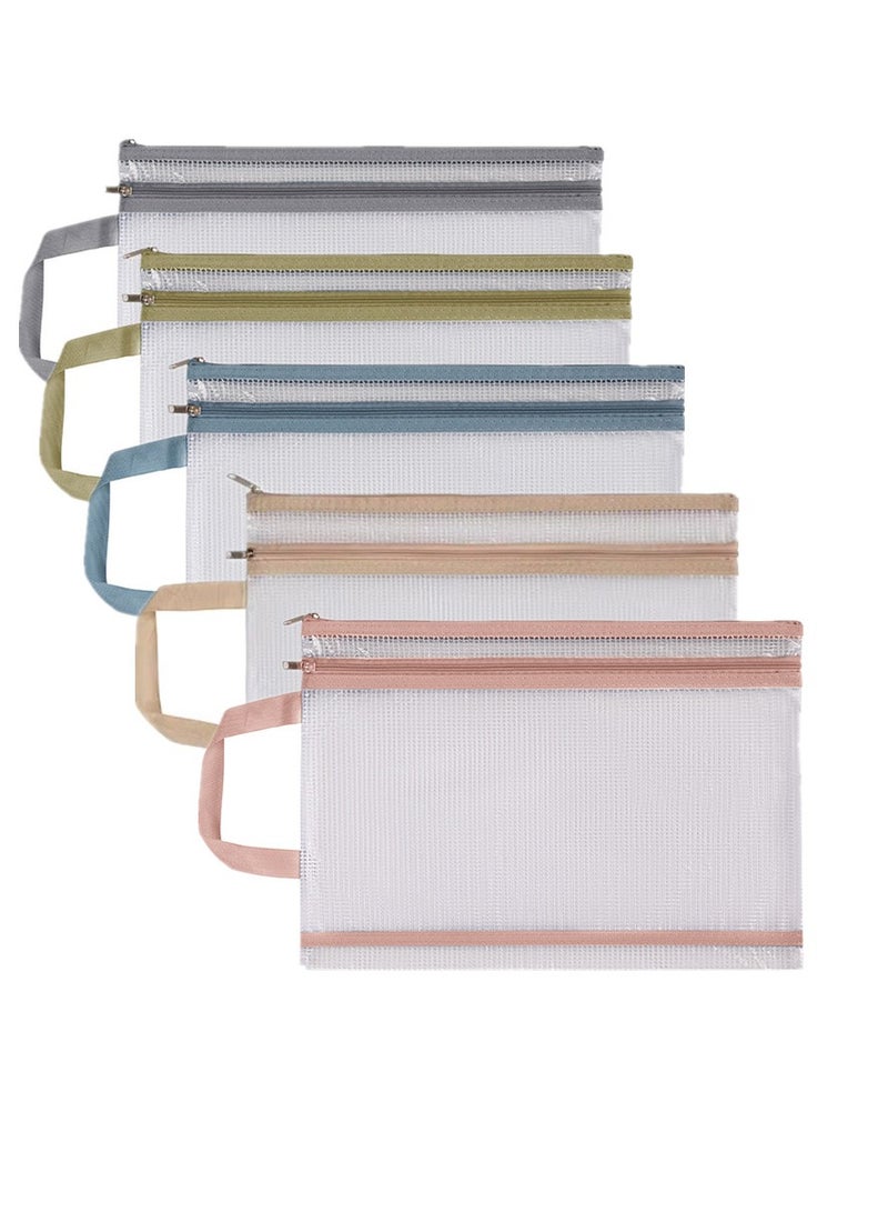Generic 5Pack Double-layer Mesh Zipper Storage Bag Transparent PVC A4 File Folder Bag Waterproof Portable Document Bag School Office - Image 1