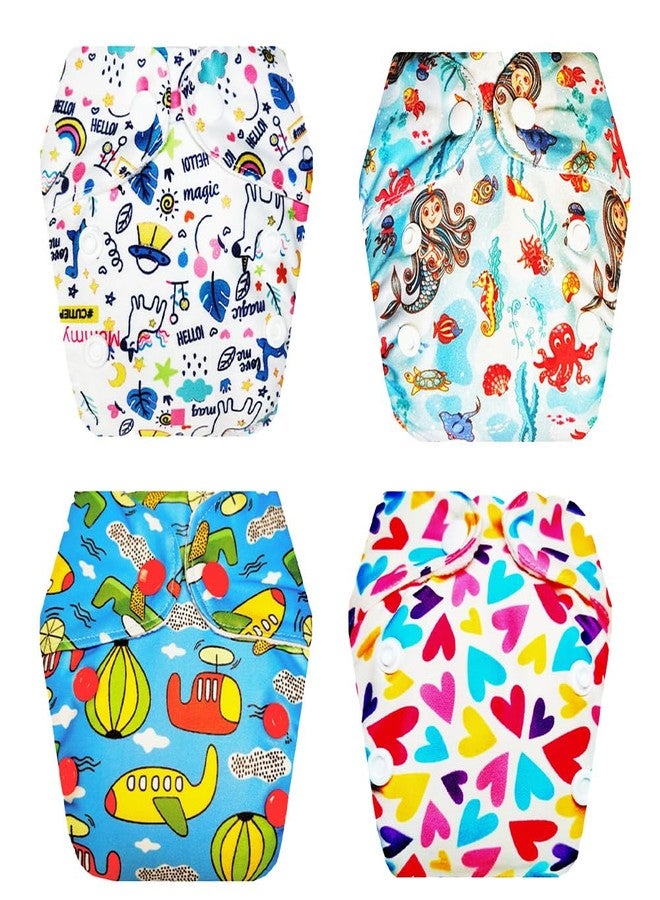 Dumbledo Premium Newborn Cloth Diaper with Integrated Soaker (Pack of 4) | Dry Feel and Comfortable | Breathable | Adjustable Snaps | Ideal for Toddlers | 0 - 4 Months | Unisex Baby - Image 1