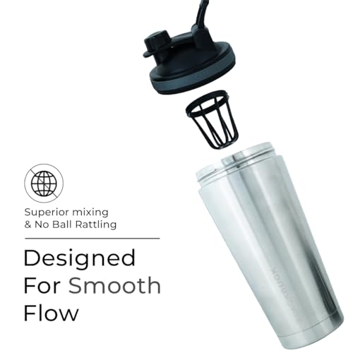 BLACKBUCK Shaker Pro: Doublewall Vacuum Insulated Stainless Steel Shaker With Noise Proof Technology,Superior Shake Without Leaks,Best For Pre Workout Shakes And Protein Mixes(Oyster Silver),750 ml - Image 4