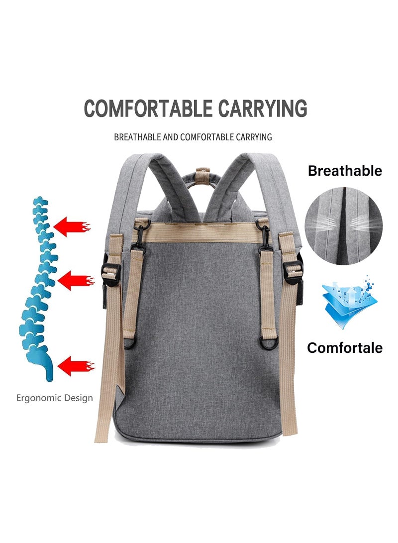 Diaper Bag Backpack Waterproof Diaper Changing Totes Multi-Function Travel Portable Bassinet Backpack Mommy Bag Large Capacity Baby Backpack for Boy Girl Baby Shower Gifts Folding Frib (Black) - Image 5