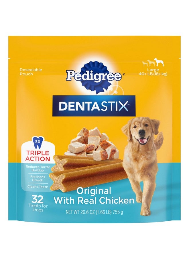 بيديجري مكافآت الأسنان للكلاب الكبيرة من دنتاستيكس بنكهة أصلية من عظام الأسنان، عبوة 1.72 رطل (32 مكافأة) - Image 1