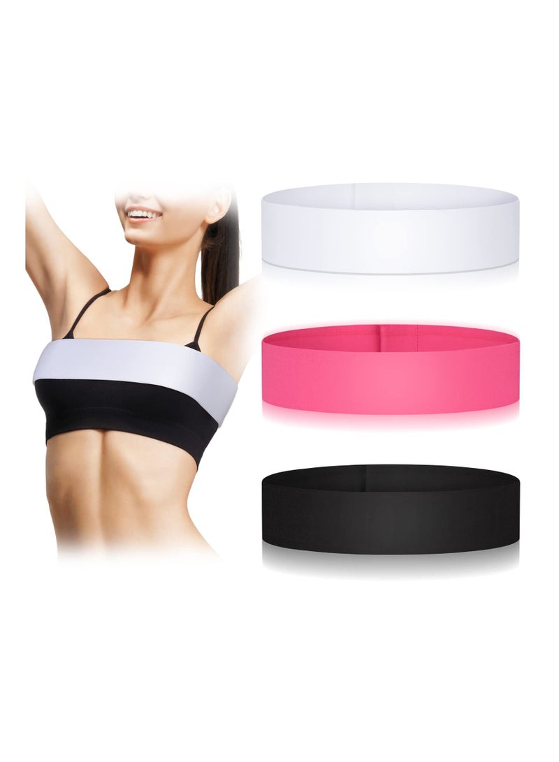 SYOSI Support Band, No Bounce Stabilizer Band High Impact Adjustable Extra Sports Bra Strap for Women, High Impact Sports Bra Support Band, Soft, Breathable Fabric (Black, White, Pink)(3 Pcs )(L) - Image 1