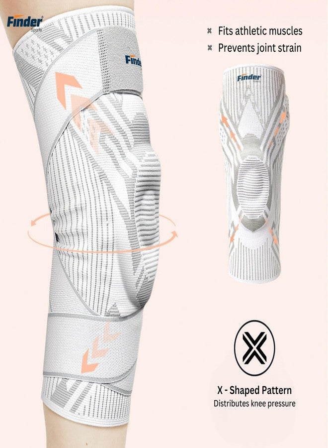 فايندر دعامة ركبة رياضية متطورة - امتصاص الصدمات بالسيليكون، دعم مرن، زنبرك ذاكرة، أحزمة ضغط مزدوجة، نقاط مانعة للانزلاق من مادة TPU - مثالية للجري وكرة السلة وتمارين الصالة الرياضية (PINK-X-STRAP، XXL) - Image 4