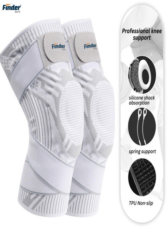 فايندر دعامة ركبة رياضية متطورة - امتصاص الصدمات بالسيليكون، دعم مرن، زنبرك ذاكرة، أحزمة ضغط مزدوجة، نقاط مانعة للانزلاق من مادة TPU - مثالية للجري وكرة السلة وتمارين الصالة الرياضية (PINK-X-STRAP، XXL) - Image 5