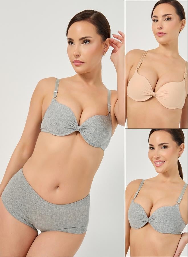 Styli Pack of 2 - Padded Wired Ruched Center Push Up Bra  - Image 1