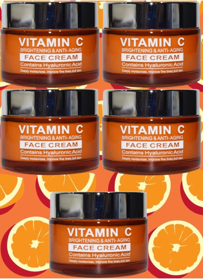 PYRON 5 Pieces Vitamin C Face Cream Brightenin And Anti Aging Deeply Moisturizes Improves Fine Lines Dull Skin 50g  - Image 1