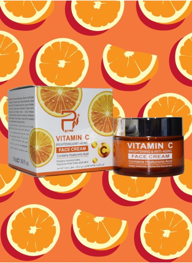 PYRON 5 Pieces Vitamin C Face Cream Brightenin And Anti Aging Deeply Moisturizes Improves Fine Lines Dull Skin 50g  - Image 2