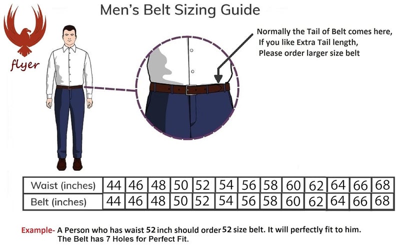 Flyer Genuine Leather Oversize Belt for Men - Plus Size Waist 44 to 72 Inch - Heavy Duty XL Leather Belt Brown with Pin Buckle - Adjustable Big and Tall Waist Belt - Gift Box & 2-Year Warranty - BR908 - Image 5
